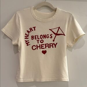 Cherry Los Angeles cream baby Tee with Red Print